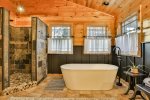 Master bath with walk-in shower & free standing tub